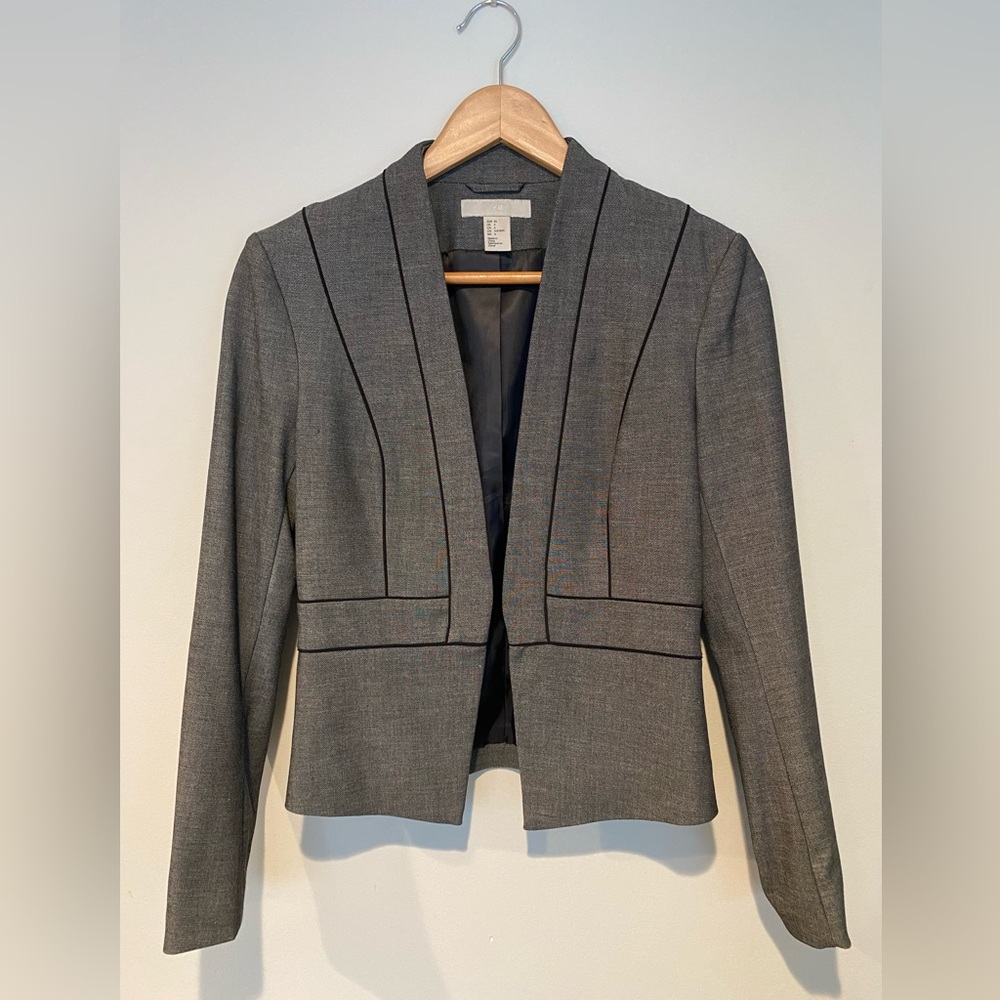 H&M Gray and Black Contoured Blazer
